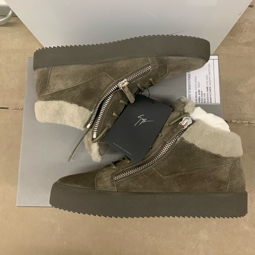 GIUSEPPE ZANOTTI Shearling & Suede MidTop Sneakers